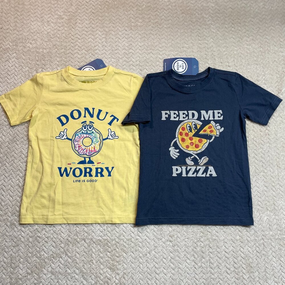 Life Is Good Bundle of 2 NWT Graphic Print T-shirt Kids Small Back to School